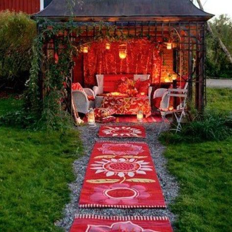 Red Tent, Backyard Spaces, She Sheds, Backyard Retreat, Bohol, Garden Cottage, Outdoor Rooms, Bohemian Home, Backyards