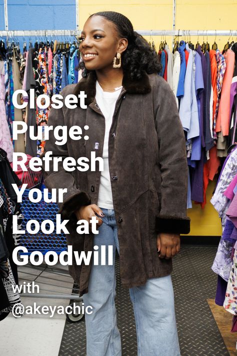 Now that you’ve gotten rid of the old, in with the new! Thrifting is an awesome way to refresh your style on a budget. What to look for: Depending on your style, you can never go wrong with updating your basic closet essentials. Goodwill has an amazing selection of basics and styles that are on trend. My suggestion? Start with jeans and t-shirts in your preferred neutrals. Stay tuned for more outfit ideas and fashion tips from @akeyachic Happy Thrifting! #closetorganization #winterfashion Thrifted Fashion Outfits, Styling Thrifted Clothes, Thrifting Outfits Ideas, Thrifted Outfits Vintage, Charity Shop Fashion, Basic Closet Essentials, Goodwill Outfits, Thrift Store Fashion, Basic Closet