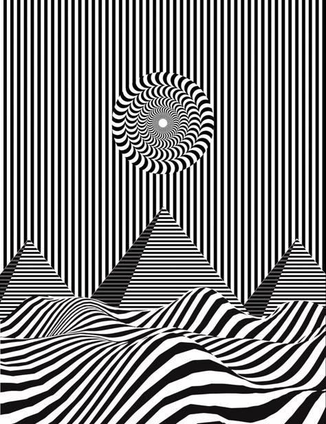 3d Line Art Optical Illusions, Motion Art Drawing, Op Illusion Art, Op Art Ideas Optical Illusions, Opart Illusion Drawing, Optic Illusion Art, Movement Art Design, Rhythm Art Drawing, Line Illusion Art