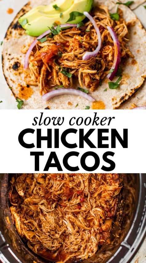 Crockpot Chicken Tacos, Pollo Tropical, Slow Cooker Chicken Tacos, Chicken Tacos Easy, Chicken Tacos Crockpot, Healthy Dinner Options, Crock Pot Tacos, Chicken Taco Recipes, Chicken Slow Cooker Recipes