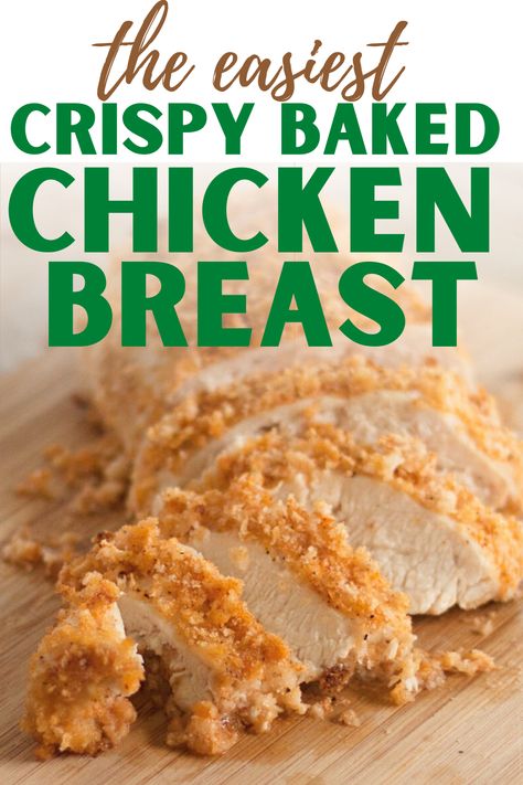 How to make boneless skinless chicken breasts juice and crispy in the oven.  An oven fried chicken recipe that is way healthier than the original, and you'll seriously be shocked how one secret ingredient does all the work for you. Baked Fried Chicken Breast, Fried Chicken Boneless, Fried Boneless Chicken Breast, Crispy Baked Chicken Breast, Baked Boneless Chicken Breast, Chicken Breast Oven Recipes, Fried Chicken Breast Recipe, Oven Baked Chicken Breast, Skinless Chicken Breast Recipes