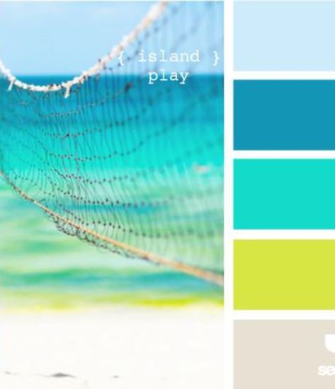 Toutes les couleurs de l'été ! #été #couleurs #colors #palette #bleu #turquoise #vert Beach Colour Palette, Trendy Bathroom Colors, Beach Houses Ideas, Bathroom Colors Ideas, Beach Color Palettes, Turquoise Beach, Turquoise Color Palette, Seeds Color, Orchid Color