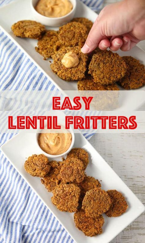 Easy Lentil Fritters are perfect for a snack or a meal! It’s such a great way to use up those leftover cooked lentils! Green Lentil Fritters, Potato Dishes Vegan, Meals Using Lentils, Leftover Lentils Recipes, Lentil Fritters Vegan, Roasted Lentils Snack, Recipes With Canned Lentils, Canned Lentils Recipes Easy, Can Lentil Recipes