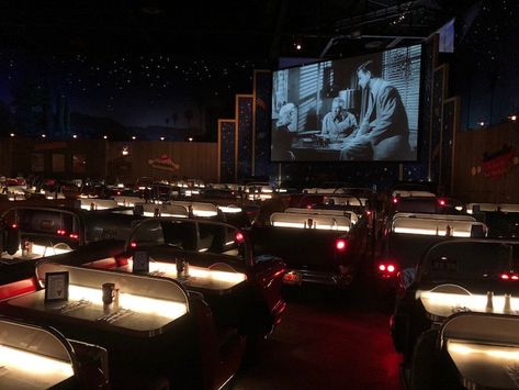 Sci-Fi Dine-In Theater Restaurant picture Hollywood Studios Restaurants, Movie Bar, Cinema Bar, Theater Pictures, Drive In Cinema, Deco Cinema, Dine In Theater, Cinema Idea, Film Decor