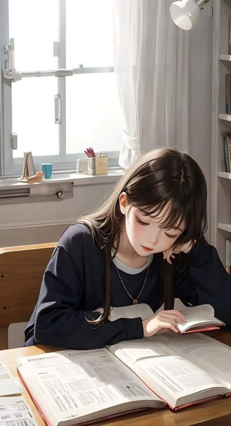 Colorful Girly Wallpaper, Study Girl Cartoon, Study Girls Dp, Study Girl Aesthetic Cartoon, Girly Anime Wallpaper, Girly Study Aesthetic, Study Girl Wallpaper, Girl Studying Illustration, Study Dp