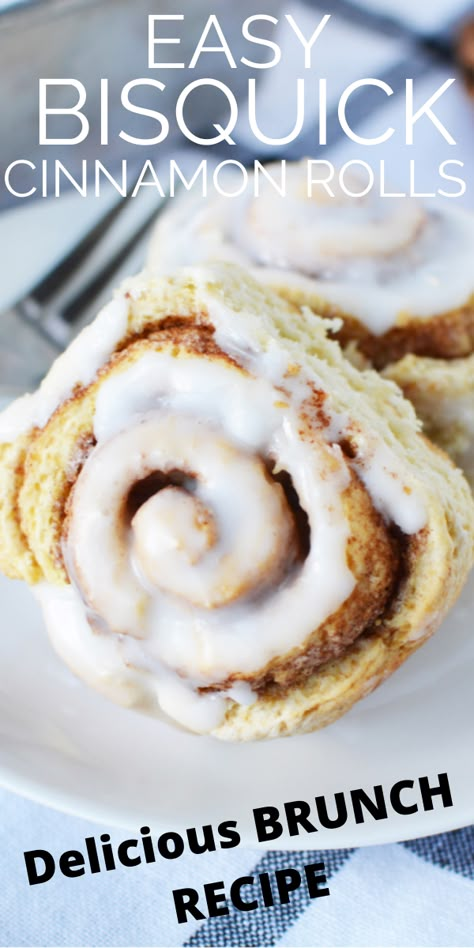 These are the best homemade cinnamon rolls you will ever make! This easy recipe uses Bisquick for a quick and mistake-proof dough that is flaky and delicious every time. Easy Bisquick Desserts, Bisquick Recipes No Egg, Cinnamon Rolls Homemade Bisquick, Jiffy Cinnamon Rolls Recipe, Recipes That Use Bisquick, Bisquick Rolls Easy, Breakfast Bisquick Recipes, Flaky Cinnamon Rolls Recipes, Bus Quick Cinnamon Rolls