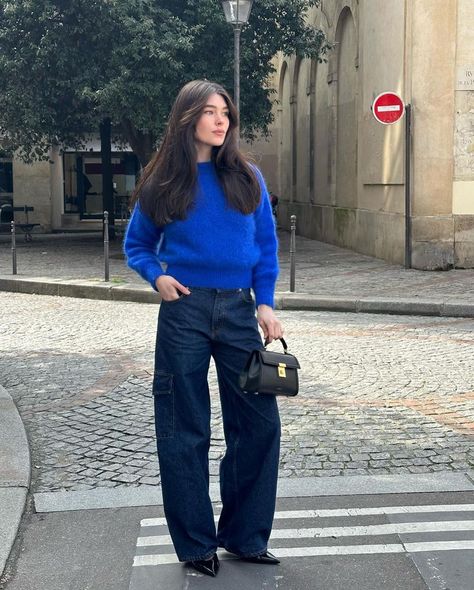 Blue Jumper, Blue Sweaters, Bright Blue, Electric Blue, Jumper, Fashion Inspo, How To Wear, Blue