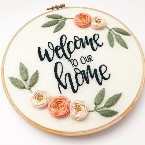 Very grateful for all the support this holiday season 💗 #nosleepuntiljanuary . . . #handembroidery #embroidery #hoopart #embroideryhoopart… Home Hoop Embroidery, Welcome Embroidery Hoop, Welcome Home Embroidery, Home Embroidery Hoop, Home Sweet Home Embroidery, Embroidery Types, Welcome Embroidery, Embroidery Hoop Art Diy, Home Embroidery