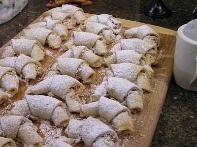 Grammy's Apron (Recipes & Reflections): Holiday Horns Hungarian Kifli Cookies, Kieflies Recipe, Kifli Cookies, Kiffles Recipe, Kiflice Recipe, Christmas Cookie Recipes, Traditional Recipes, Nut Recipes, To My Husband