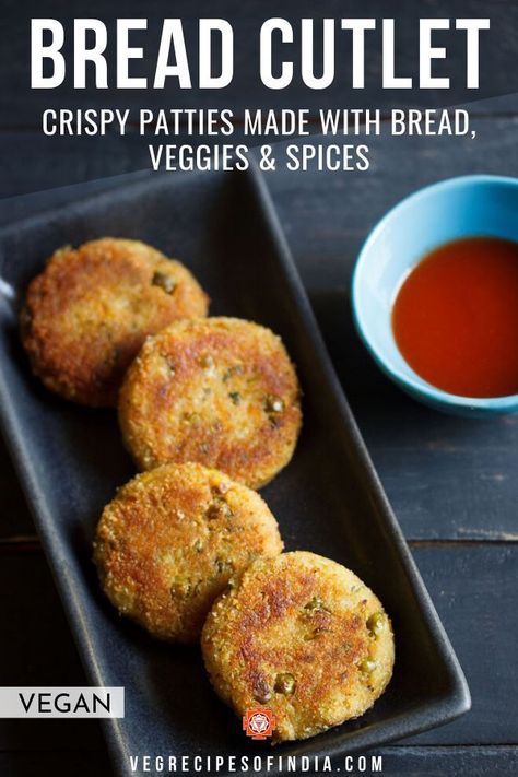 This snack of crispy bread patties with vegetables and spices is one that is great during monsoon season in India. You can make this recipe with any type of bread and any combination of vegetables. Try this perfect vegan snack with tea or coffee in the afternoon! #vegan #Indianfood #snacks #recipes #vegetarian Breaded Cutlets, Bread Cutlet, Bread Recipes For Kids, Healthy Indian Snacks, Spice Chart, Type Of Bread, Crispy Bread, Mixed Veggies, Cutlets Recipes