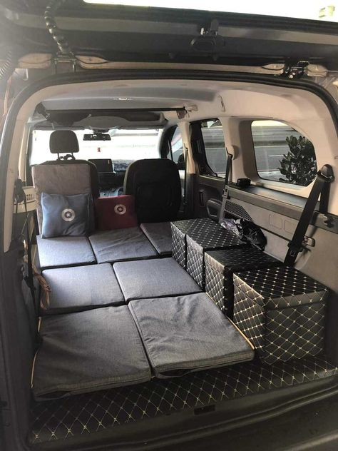 Berlingo camper - DIY no build camping conversion 17 car camping - Nimblecamper.com New Camper Decorating Ideas, Jimny Car, Camper Decorating Ideas, Berlingo Camper, Camper Decorating, Sleeping In Your Car, Cozy Camper, Minivan Camper, Stealth Camping