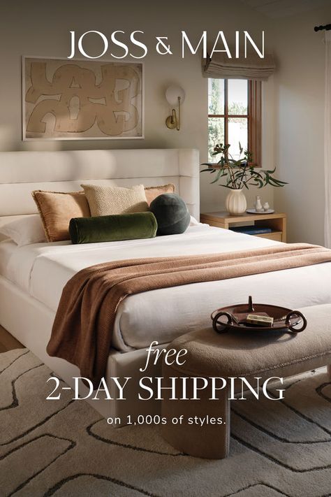 Shop your signature style at Joss & Main. Part contemporary. Part classic. Our affordable mix works effortlessly in any home. Free shipping over $35. Modern Luxury Bedroom, Luxury Bedroom Design, Luxury Bedroom, Bedroom Refresh, Decor Home Living Room, Decoration Inspiration, Guest Bedrooms, Bedroom Styles, Joss And Main