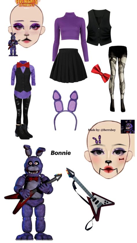 Halloween cosplay fnaf Fnaf Halloween, Bonnie Costume, Fnaf Makeup, Fnaf Cosplays, Cosplay Fnaf, Fnaf Costume, Matching Halloween Costumes, Easy Cosplay, Fnaf Cosplay