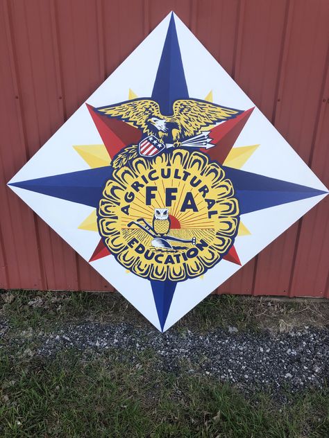 Hand painted FFA barn quilt Ffa Quilt Ideas, Ffa Quilts, Ffa Quilt, Ffa Advisor, School Farm, 4h Projects, Painted Barn Quilts, Farm Plans, Barn Quilt Designs