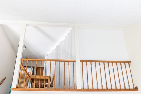 Converting the Loft into a Bedroom {A Cheap, Versatile Solution} - Honing A Healthy Home Half Wall Ideas, Loft Railing, Studio Layout, Open Loft, Upstairs Loft, Extra Bedroom, Closet Room, Loft Room, Floor To Ceiling Windows