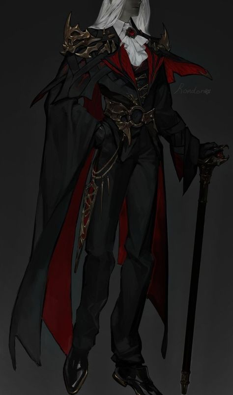 King Clothing Drawing, Evil Outfits Aesthetic Male, Red Vampire Outfit Men, Dark Fantasy Aesthetic Male Outfits, Goth Pirate Outfit Men, Evil King Outfit, Dark Royal Outfits Male, Male Fantasy Clothing Design Red, Victorian King Clothing