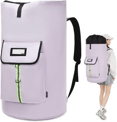 laundry bag backpack, extra-large heavy duty laundry bags, laundry backpack for college students, with drawstring closure, padded shoulder straps, suitable for laundry, dormitories, apartments, camping, travel (Light purple laundry bag backpack) Laundry Backpack, Dorm Laundry, Backpack For College, College Essentials, Laundry Bags, College Bags, College Backpack, Laundry Products, Design Student