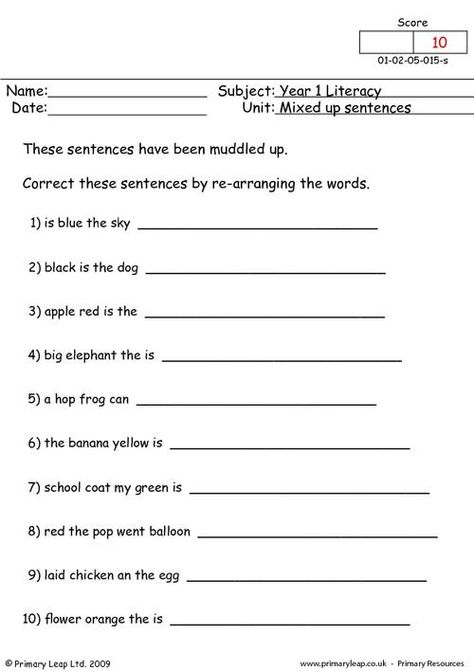 Kindergarten Sentences, Writing Sentences Worksheets, Sentences Worksheet, Second Grade Writing, Cursive Writing Worksheets, Grammar For Kids, Writing Practice Worksheets, Word Order, Literacy Worksheets