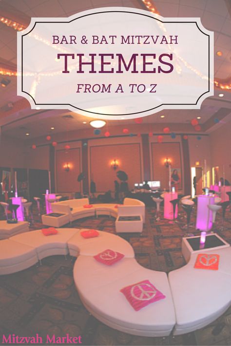 Looking for a the perfect theme for your Bar/Bat Mitzvah party? Check out Mitzvah Market's list of Themes from A to Z! Find the theme that works best for your family or get some inspiration to come up with your own. Bat Mitzvah Themes Ideas, Bar Mitzvah Ideas, Bar Themes, Bat Mitzvah Party Themes, Bar Mitzvah Ideas Boys, Bat Mitzvah Ideas, Bat Mitzvah Party Favors, List Of Themes, Bat Mitzvah Decorations