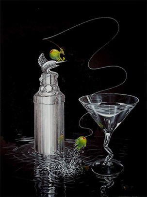 Michael Godart artist from Las Vegas- Amazing work French Noir, Godard Art, Michael Godard, Glasses Painting, Jim Warren, Champagne Grapes, Drink Art, Staten Island New York, John Thomas