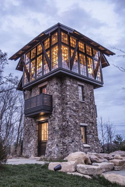 Entertainment Viewing Tower in the Tennessee Hills Stone Tower, Plans Architecture, Tower House, Classic Architecture, Tiny House Cabin, Design Exterior, Villa Design, Design Case, Modern House Design