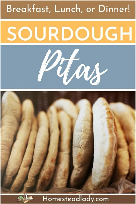 Sourdough Pitas: Make Naturally Leavened Pita Bread • Homestead Lady Sourdough Pitas, Sourdough Pita Bread Recipe, Homemade Pitas, Sourdough Pita Bread, Waffle Creations, Sourdough Pita, Breakfast Pita, Homestead Pantry, Sourdough Waffles