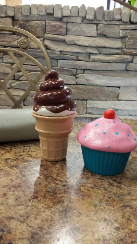 Air Dry Clay Cupcakes, Clay Ice Cream Cone, Clay Ice Cream, Cupcake Painting, Waffle Cones, Chocolate Dipped, Ice Cream Cone, Add Ons, Dry Clay