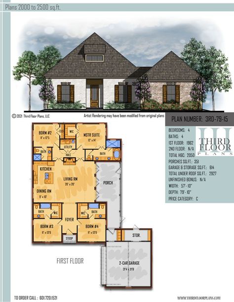 $700.00 House Plan 9 sets Craftsman Style Home Plans, Home Plans One Story, Acadian Cottage, Cottage Craftsman, Master Suite Bedroom, Large Porch, Breakfast Kitchen, Bedroom Porch, Room Master