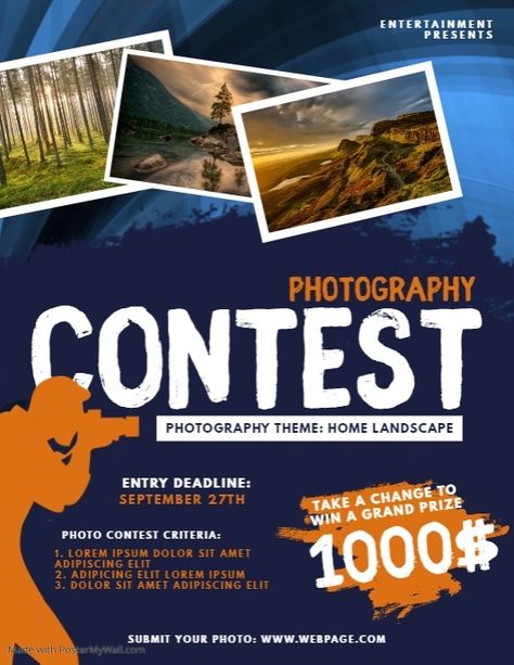 Photography Contest Flyer Template | PosterMyWall Photography Workshop Poster, Inventory Management Templates, Contest Poster, Video Contest, Online Contest, Only Photo, Photography Themes, Photography Contest, Theater Design