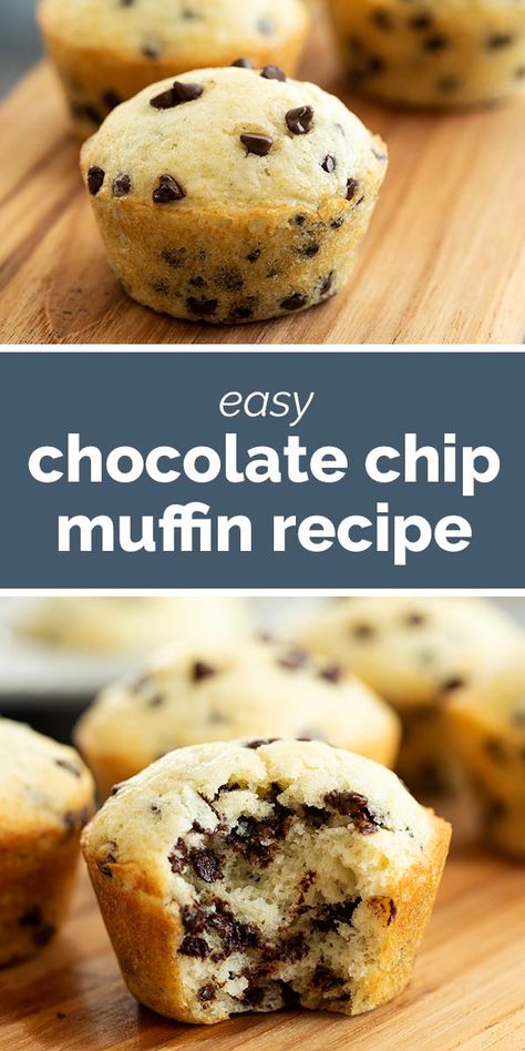 Start your morning off on a sweet note with this simple Chocolate Chip Muffin Recipe. These muffins take minutes to whip up the batter so you can have a sweet treat on the table in no time. #recipe #muffin #chocolate #baking #breakfast Easy Chocolate Chip Muffin Recipe, Tasty Recipes For Dessert, Best Chocolate Chip Muffins, Easy Muffin Recipes, Chocolate Chip Muffins Easy, Chocolate Chip Muffin, Chocolate Chip Muffin Recipe, Baking Breakfast, Muffins Easy