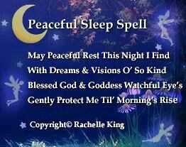 Peaceful Sleep Spell, great simple sleep blessing. Spell For Peace, Sleep Blessing, Sleep Prayer, Sleep Spell, Sunday Blessings, Spells For Beginners, Easy Spells, Sleep Rituals, Wiccan Magic