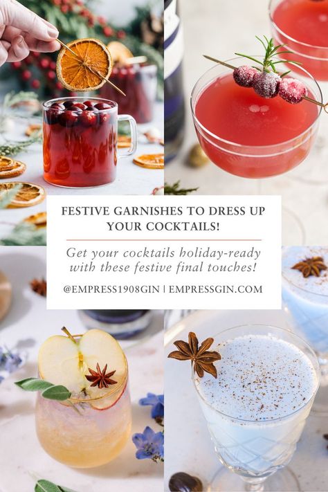 Dress up your holiday cocktails with our favourite festive garnishes! From frosted cranberries to shaved coconut snow, these creative final touches are sure to elevate your drink menu just in time for Christmas!✨ Christmas Drink Garnish Ideas, Holiday Drink Garnish, Christmas Cocktail Garnish Ideas, Christmas Drink Garnish, Christmas Cocktail Garnish, Cocktail Garnish Ideas Creative, Drink Garnish Ideas, Frosted Cranberries, Christmas Themed Cocktails