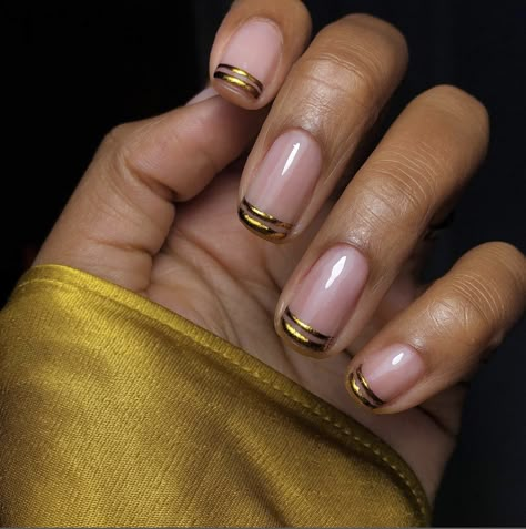 **Double French Manicure** Gold Tip Nails, Long Stiletto Nails, Pink Manicure, Nagel Tips, Foil Nails, Short Nail Designs, Black Nail, Nails 2023, Tip Nails