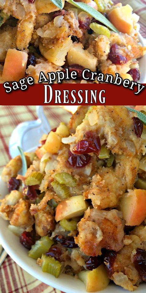 Stuffing Rolls, Apple Cranberry Stuffing, Homemade Turkey Stuffing, Sage Dressing, Cranberry Dressing, Turkey Dressing Recipe, Apple Dressing, Traditional Stuffing Recipe, Traditional Stuffing