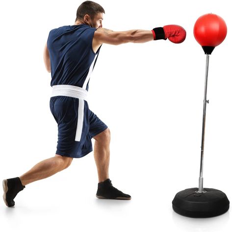 Adjustable Height Punching Bag 】 - The boxing bag with stand can be adjusted from 49" to 56" to meet personal preferences, perfect for men and women, teens 13 and up, youth, adults. 【 Release Stress and Exercise 】 - Our freestanding punch ball speed bag rack is great for boxing beginners. Set it up in garages, basement, home gym or anywhere you desire and knock out your frustrations, exercise your arm muscles and develop your hand-eye coordination. Speed Bag, Boxing Punches, Boxing Bag, Speed Ball, Boxing Bags, Arm Muscles, Training Bags, Combat Sports, Punching Bag