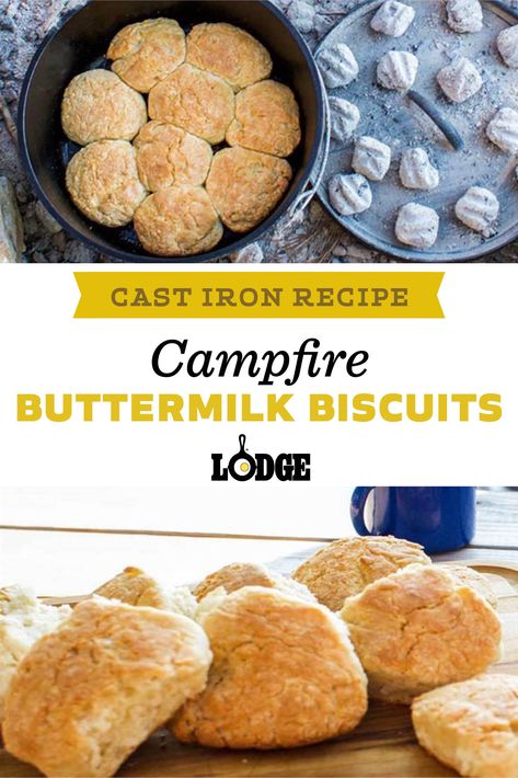 A camp Dutch oven is an essential tool for a hearty breakfast by the campfire. These golden buttermilk biscuits are great under gravy, topped with butter and jam or paired with a bowl of chili. Campfire Biscuits, Dutch Oven Recipes Cast Iron, Dutch Oven Camping Recipes, Healthy Camping Food, Dutch Oven Camping, Dutch Oven Bread, Camping Breakfast, Bread Breakfast, Dutch Oven Cooking