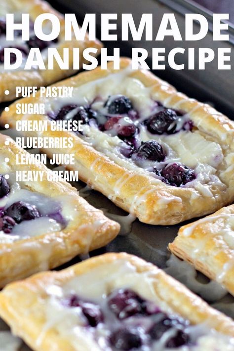 Homemade Danish Recipe, Homemade Danish, Dessert Blueberry, Muffins Blueberry, Pastries Recipes Dessert, Recipes Muffins, Danish Recipe, Puff Pastry Desserts, Danish Pastry