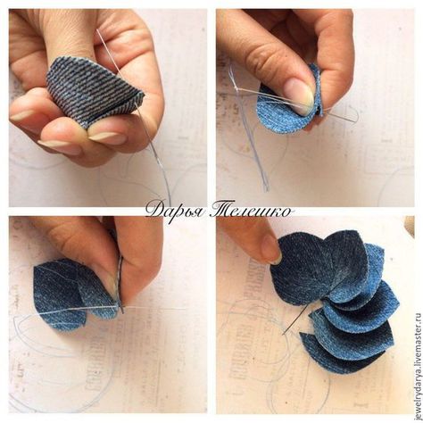 Denim Brooch, Denim Crafts Diy, Fabric Flower Brooch, Denim And Diamonds, Fabric Brooch, Denim Projects, Denim Flowers, Jean Crafts, Denim Ideas