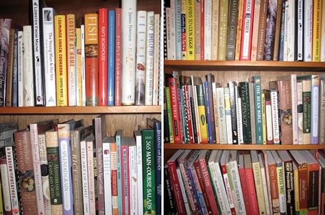 Sara Moulton on Her Constantly Curated Cookbooks Cookbook Library, Sara Moulton, Cookbook Organization, Cookbook Shelf, Magical Books, Kitchen Cookbook, Magical Book, Personal Library, Books Coffee