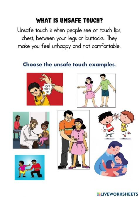 Safe Touch Activities, Good Touch Bad Touch Worksheet, Good Touch Bad Touch, Good Touch Bad Touch Activities, Safe And Not Safe Worksheet, Body Safety For Kids, Safe And Unsafe Touch Activities, Good Touch Bad Touch Lessons Kids, Good Touch Bad Touch Posters