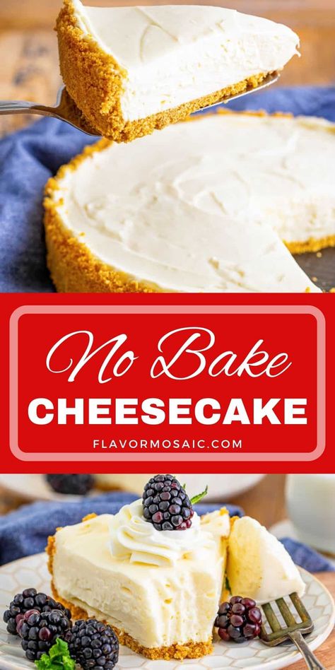 Homemade No Bake Cheesecake, Original Cheesecake Recipe, Basic Cheesecake Recipe, Smooth Cheesecake, Cheesecake Recipes Easy Homemade, Basic Cheesecake, Best No Bake Cheesecake, No Bake Cheesecake Filling, Easy No Bake Cheesecake