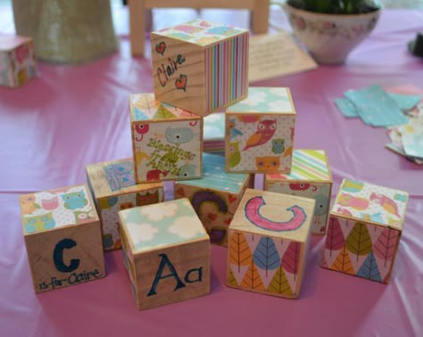 Baby Shower Activities For Guests, Wooden Baby Blocks, Baby Blocks Baby Shower, Shower Activities, Baby Decor Diy, Baby Shower Crafts, Baby Shower Bbq, Trendy Baby Shower Ideas, Ideas For Baby Shower