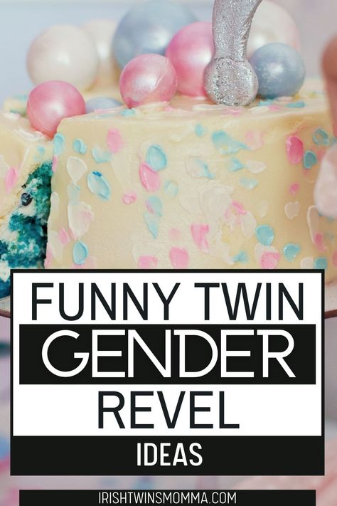 Twin Gender Reveal Ideas, Easter Gender Reveal Party, Twin Pregnancy Reveal, Gender Reveal Activities, Gender Reveal Twins, Twin Baby Shower Theme, Baby Gender Announcements, Easter Gender Reveal, Twin Things