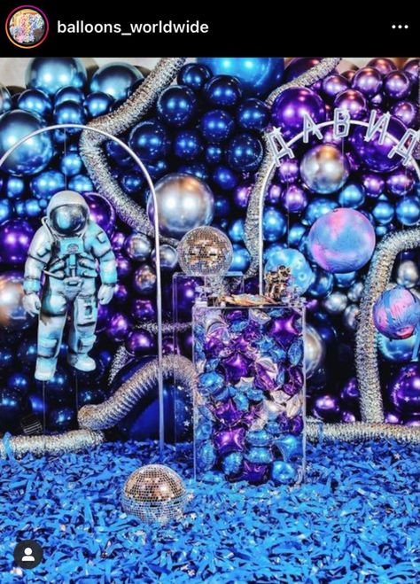 Galaxy Event Decor, Space Alien Party, Space Event Theme, Futuristic Party Theme Decor, Futuristic Party Decor, Space Cowboy Party Decorations, Futuristic Set Design, Futuristic Theme Party, Space Disco Party