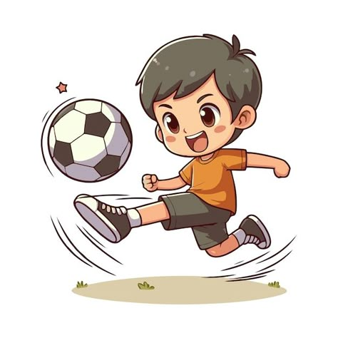 Freepik Illustration, Soccer Illustration, Kids Playing Football, Farm Animals Preschool, Soccer Drawing, Animals Preschool, Childhood Memories Art, Football Drawing, Soccer Kids