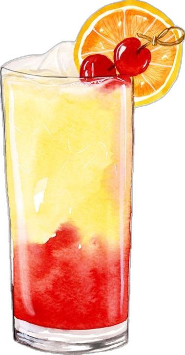 Watercolor Paint Ideas, Cocktails Drawing, Sunrise Drawing, Cocktail Tequila, Tequila Sunrise Cocktail, Graphics Artwork, Illustration Art Poster, Sunrise Cocktail, Summer Graphics