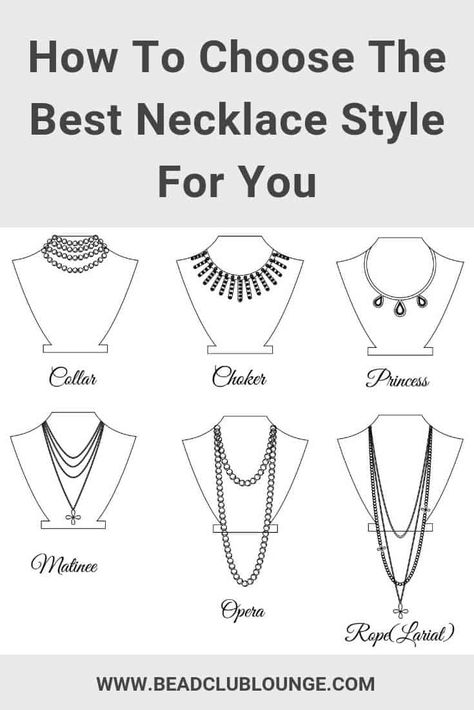 Jewelry Vocabulary, Neckline Necklace Guide, Hourglass Style, Necklace Guide, Jewelry Reference, Morse Code Jewelry, Beautiful Beaded Necklaces, Necklace Length Guide, Good Luck Necklace