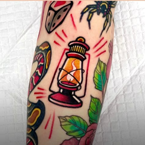 Heart And Soul Tattoo, Lantern Tattoo Design, Traditional Tattoo Filler, Lamp Tattoo, Lantern Tattoo, Traditional Tattoo Inspiration, Traditional Style Tattoo, Sailor Jerry Tattoos, Soul Tattoo