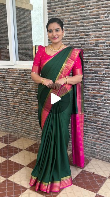 Mysore Silk Saree Styling, Contrast Color Combinations, Mysore Crepe Silk Sarees, Saree Color Combinations, Crepe Sarees, Crepe Silk Sarees, Mysore Silk Saree, Mysore Silk, Crepe Saree