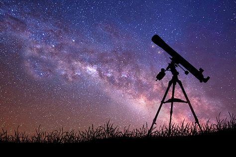 Night Sky Telescope, Telescope Night Sky, Telescope Reference, Telescope Aesthetic, Telescope Art, Astronomy Wallpaper, The Asterisk, Astronomy Telescope, Watercolor Scenery